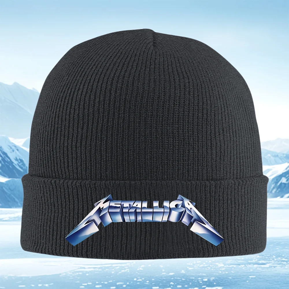 Metallica logo metal bold rock band Men Women Unisex Knitted Hat Beanie Pullover Cap Winter Thermal Warm Christmas Outdoor Cycli