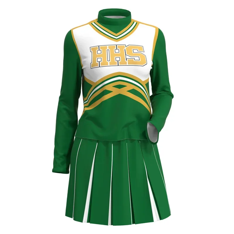 Movie Senior Year Rebel Wilson Cosplay HHS Green Cheerleader Costume High School Uniform Sports Team Suits Top Skirt Set