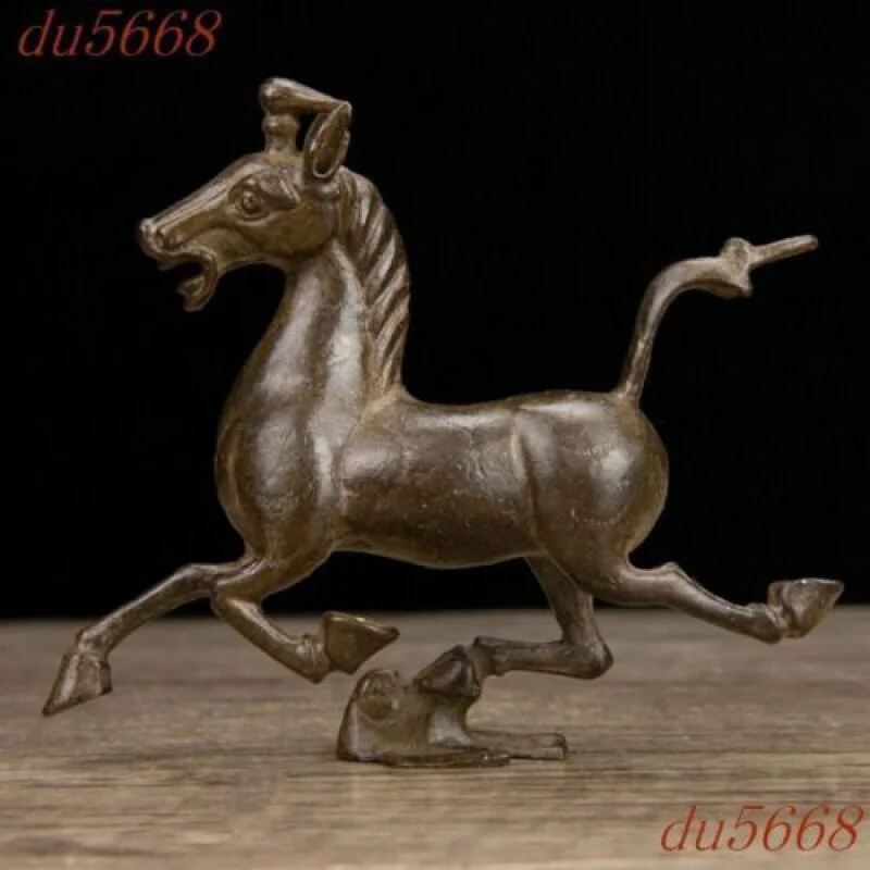 

4.6"Chinese bronze Feng Shui Lucky wealth animal horse steed ornament statue