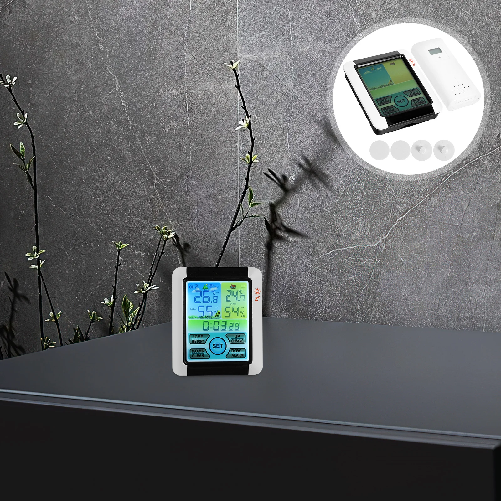 

1Set Wireless Indoor Outdoor Hygrometer Thermometer Smart Weather Clock Backlight Temperature Humidity Monitor Alarm Clock