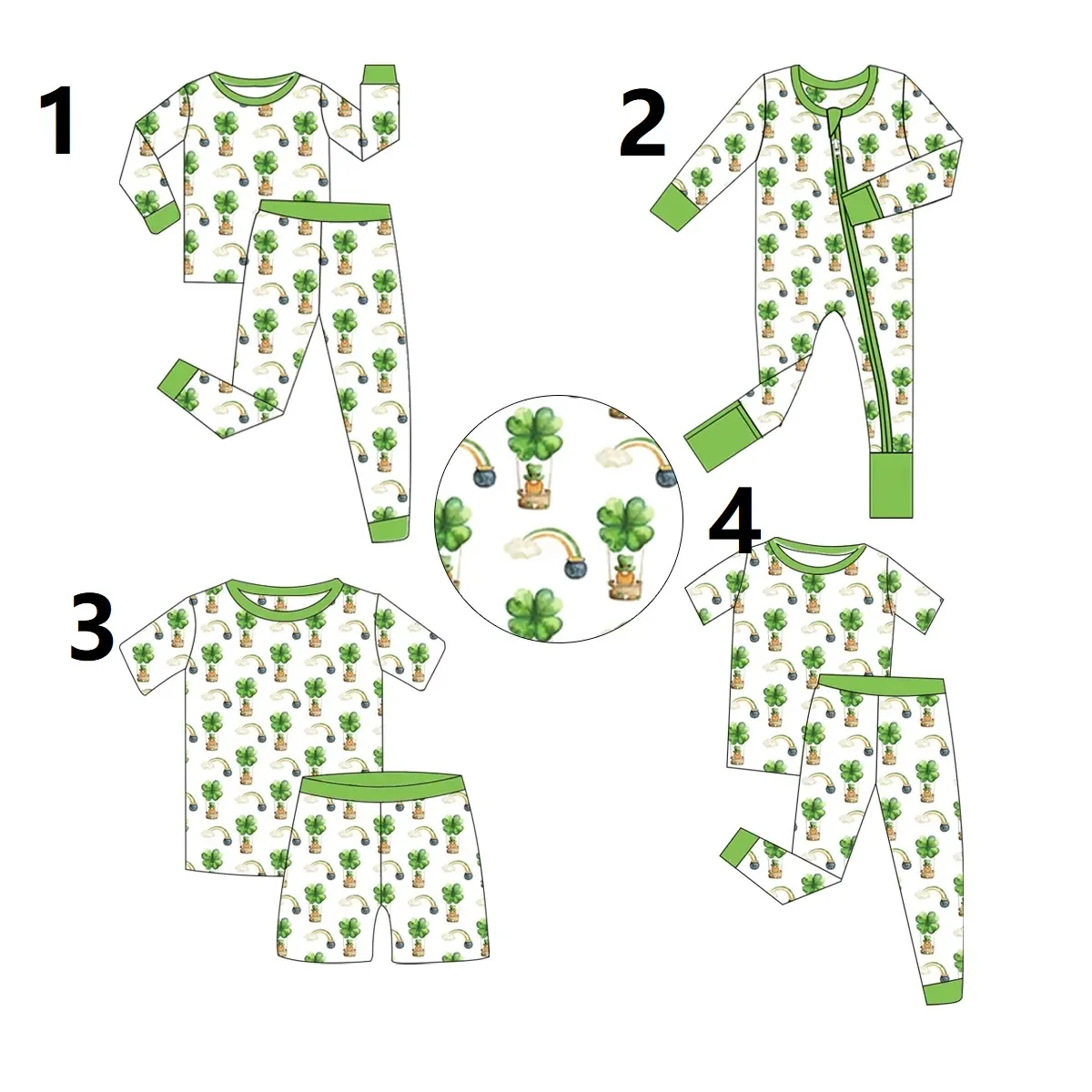 

St. Parker collection green rainbow print boys and girls long-sleeved baby onesie boutique wholesale