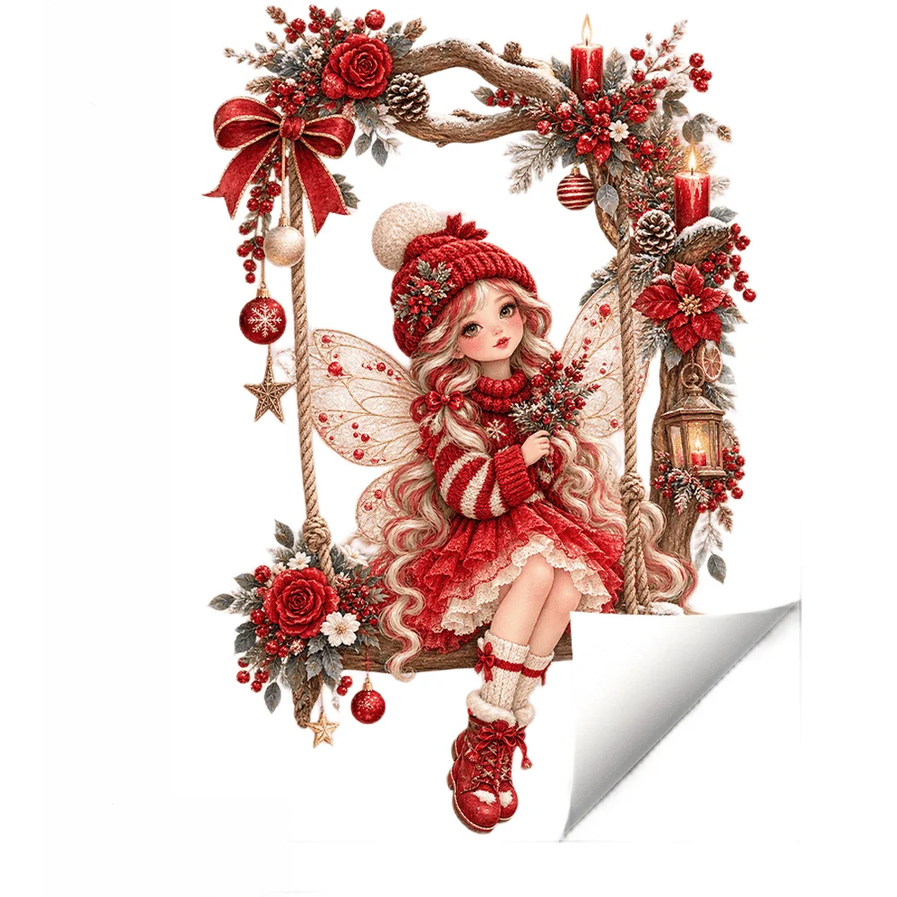 Fairy Swing PVC Wall Decal Vintage Design for Living Room Bedroom Decor 29x42cm Moisture Resistant Home Sticker