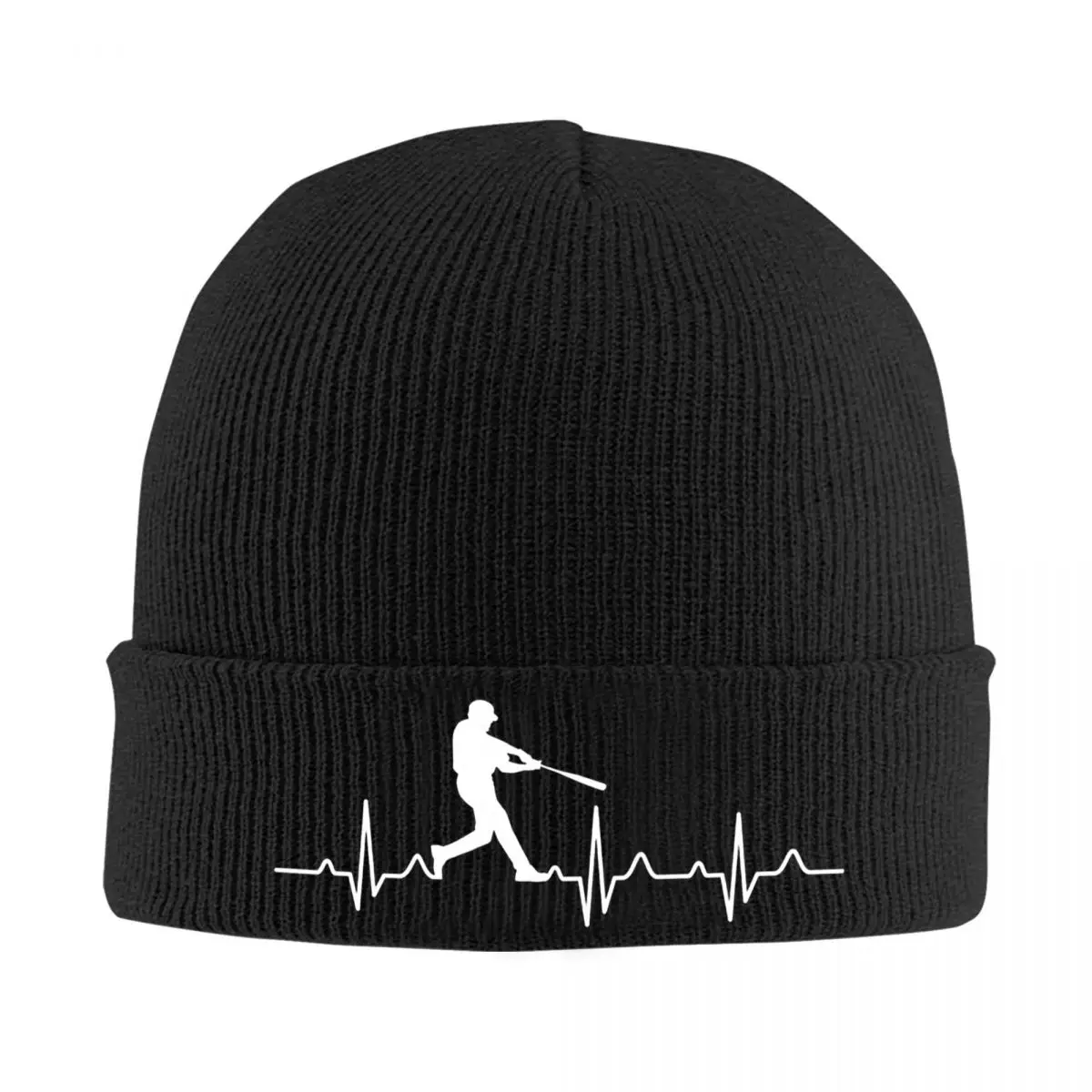 

Baseball Player Heartbeat Warm Knitted Cap Fashion Bonnet Hat Autumn Winter Outdoor Beanies Hats for Men Women Adult