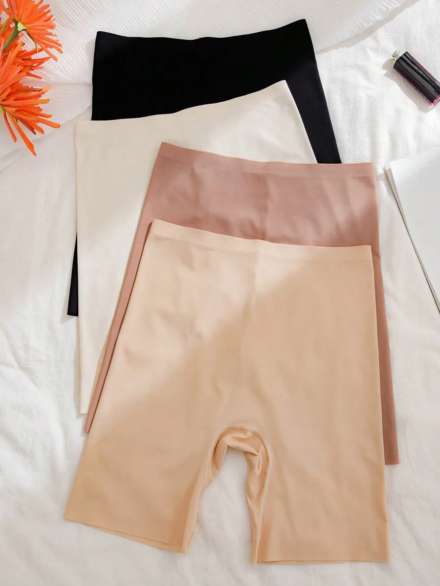 

4pcs Seamless High-Waisted Ice Silk Safety Shorts For Women Tummy Control Butt Lifter