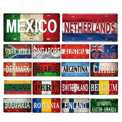 Popular Tourism Country Posters Vintage Metal Aluminum Signs License Plate Poster Car Garage Home Decor Plaque Art Painting