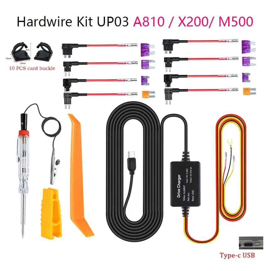 for 70mai Hardwire Kit UP03 Only Type-c Port  for 70mai A810 X200 Omni M500 24H Parking Monitor Power Line