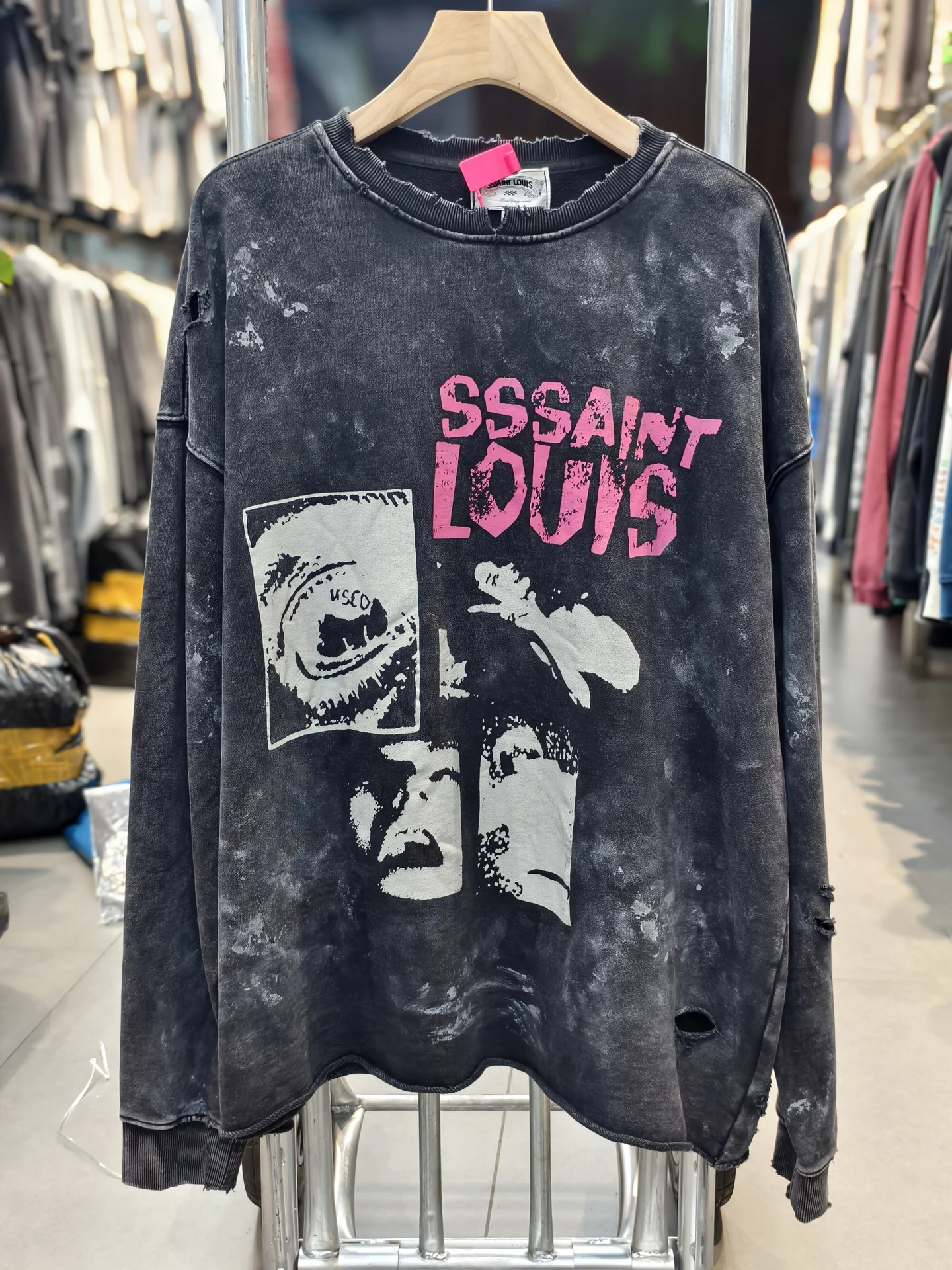 

Повседневный свитшот с длинными рукавами и круглым вырезом в американском уличном стиле Saint Louis Destruction FW Self Lost