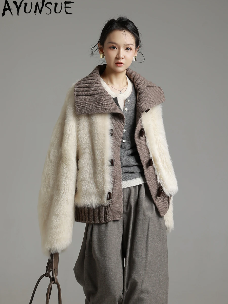 AYUNSUE Real Sheepskin Fur Coat Women Real Leather Jacket Winter Jackets Luxury Clothing Female Casual 2025 Шуба Женская