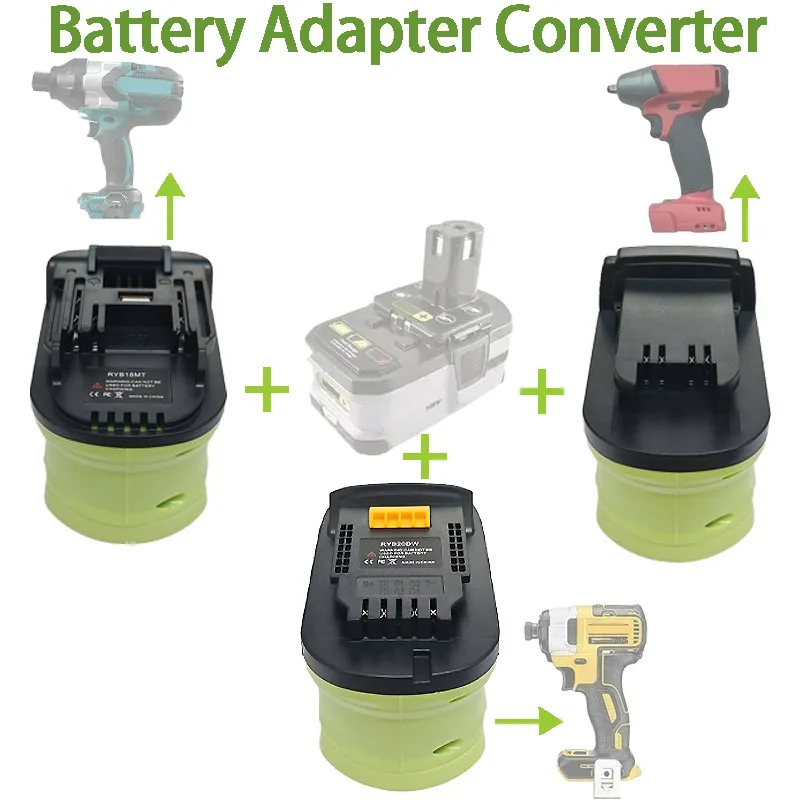RYB18MT RYB20DW RYB18MIL Battery Adapter for Ryobi Li-ion Ni-Cd/mAh Batteries Converts To for Makita/Dewalt/Milwaukee Power Tool