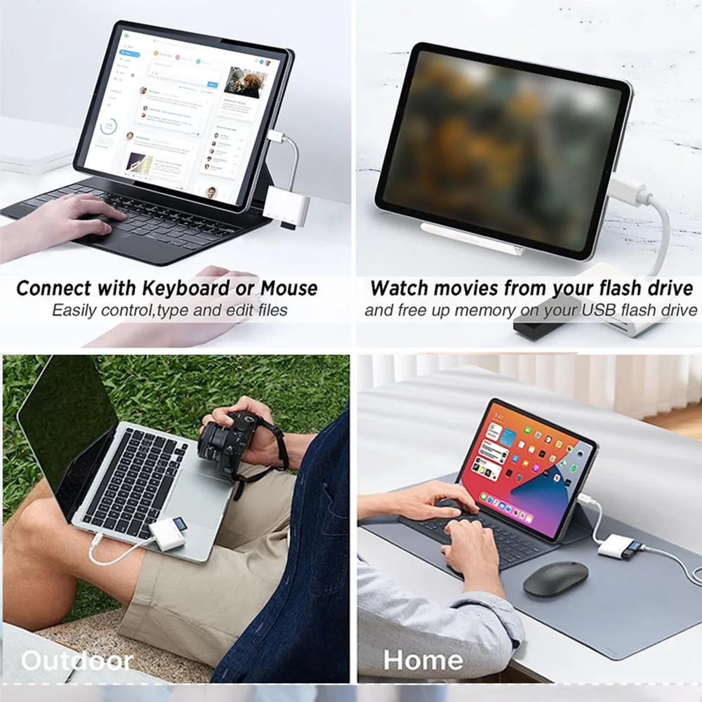 4 in 1 Type C Lightning Card Reader High-Speed USB SD TF Memory Card Reader for iPhone 14 13 Huawei Charging Converter Adapter ﻿
