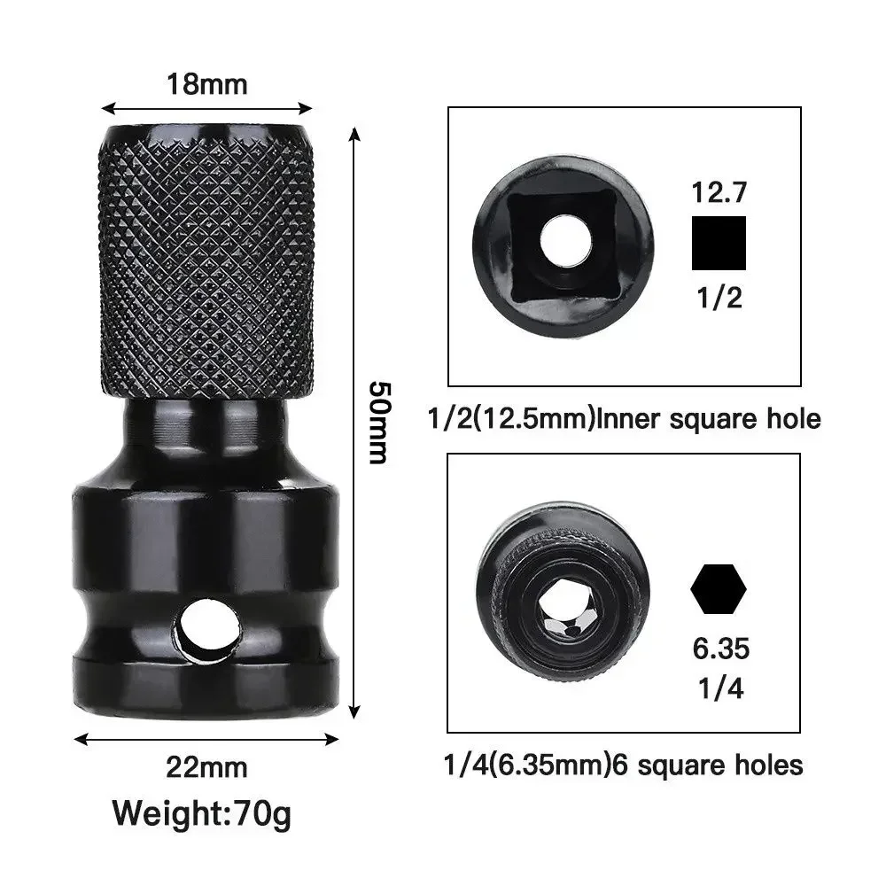 STONEGO 1PC 1/2 inch Vierkante Drive naar 1/4 inch Hex Socket Adapter Converter voor Impact Air en elektrische sleutel