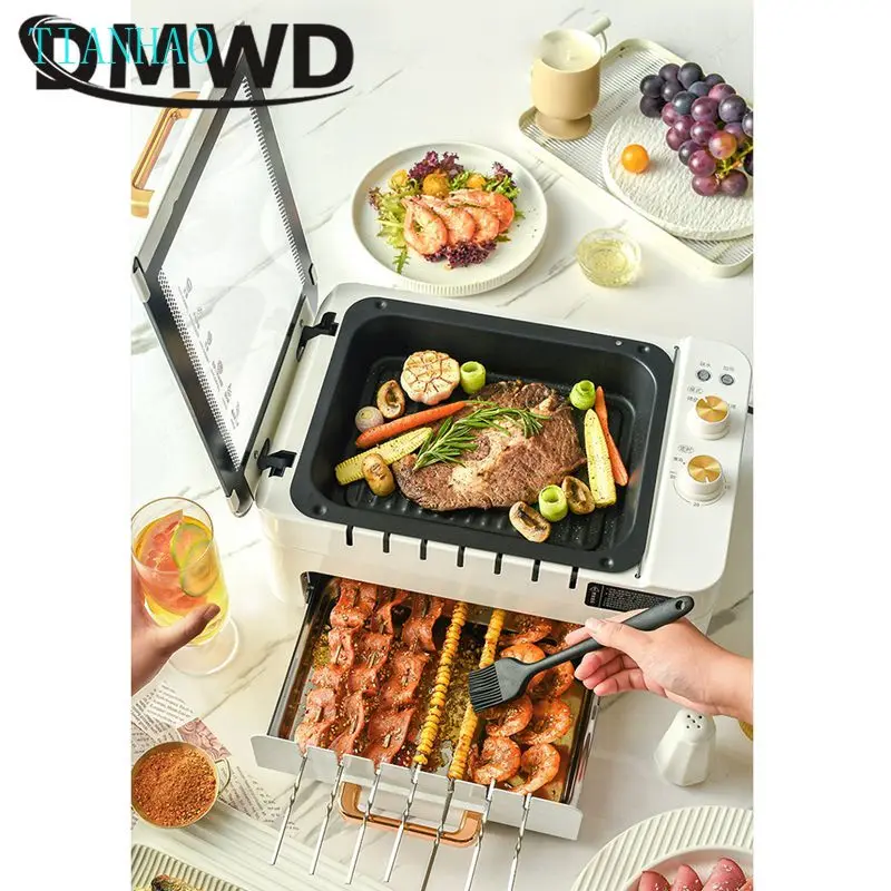2 layers Electric Skewer Barbecue grill Automatic rotating Lamb Kebabs grill Indoor Smokeless BBQ machine Non-stick frying pan
