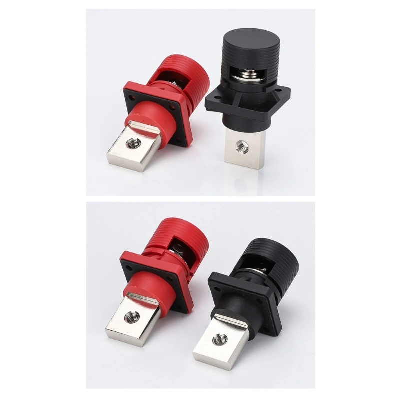 400 A Battery Feed-Through Terminal Pair with Red and Black Identification, Flanged Panel-Mount Bases and Threaded H9EE