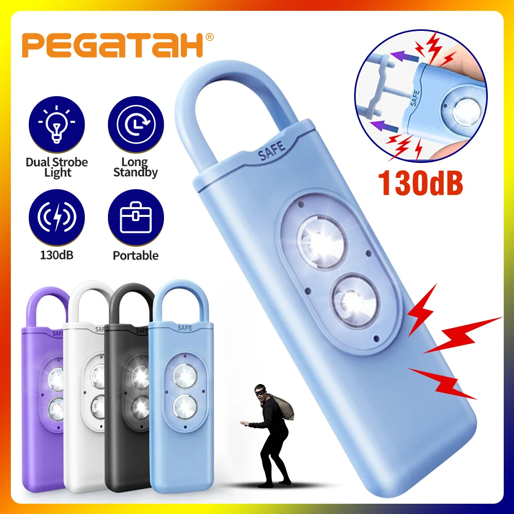 Self Defense Alarm 130DB LEDLight Anti-wolf Alert for Girl Child Women Carrying Scream Loud Panic Alarm Emergency Alarm Keychain