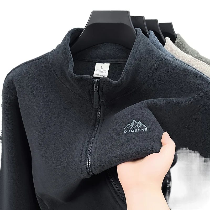 

Outdoor Fleece Jacket Men's 2025 Autumn/winter Fleece Double-sided Fleece Jacket with Inner Lining and Stand Collar Jacket