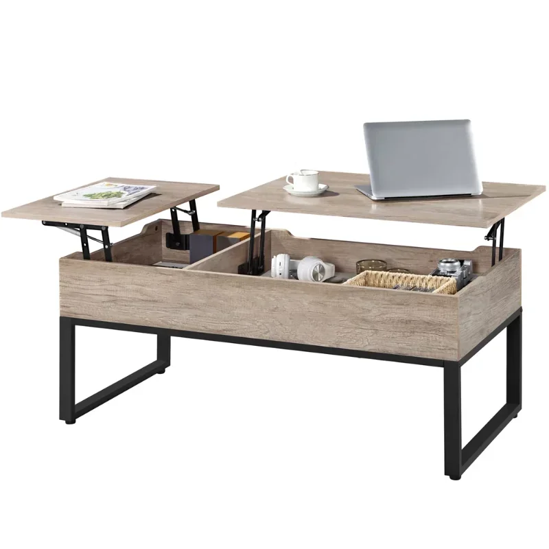 Design Lift Top Coffee Table with Hidden Storage Compartments, Rustic Gray tea table  coffee table living room tables