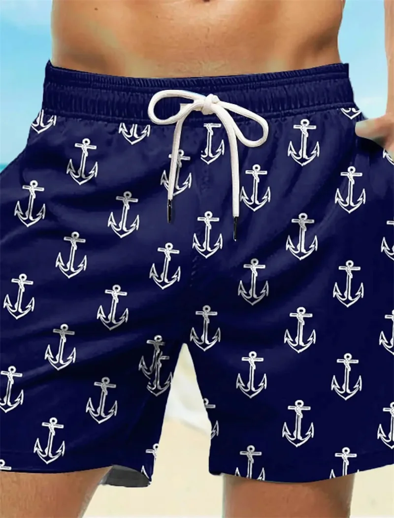 Anchors Pattern Men's Beach Shorts Summer Swim Trunks 3D Printed Women Men Casual Oversized Loose Sport Short Pants