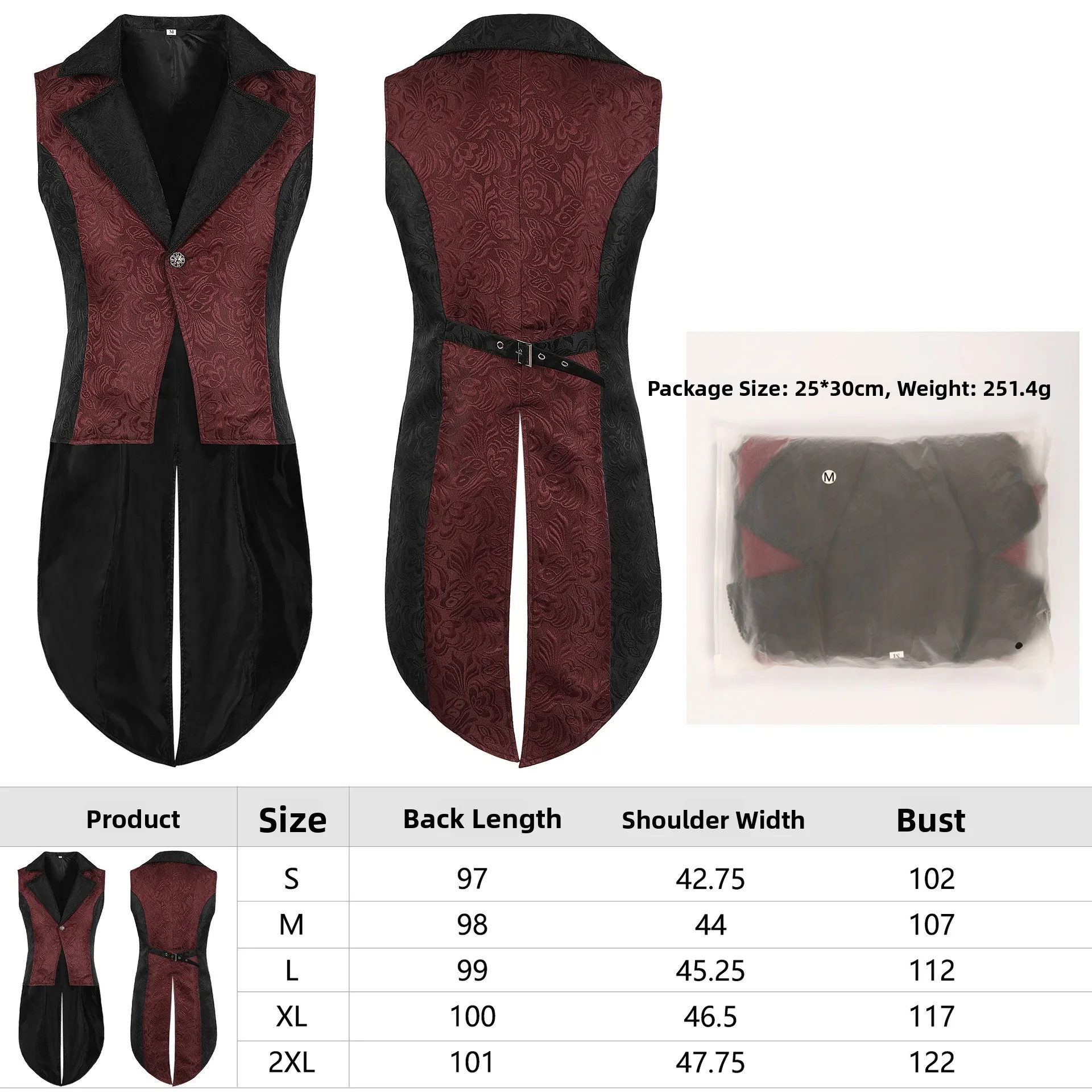 Costume da uomo medievale Sle Svel Vest loween Outfit Retro M Modello Nessuna precisione del periodo delle braccia oulder