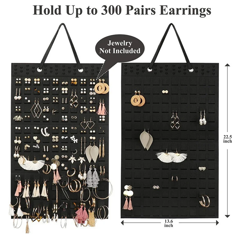 Wall Mounted Jewelry Display Organizer Bag Vertical Earring Necklace Bracelet Organizer Bag Sticky Stick On Wall Color