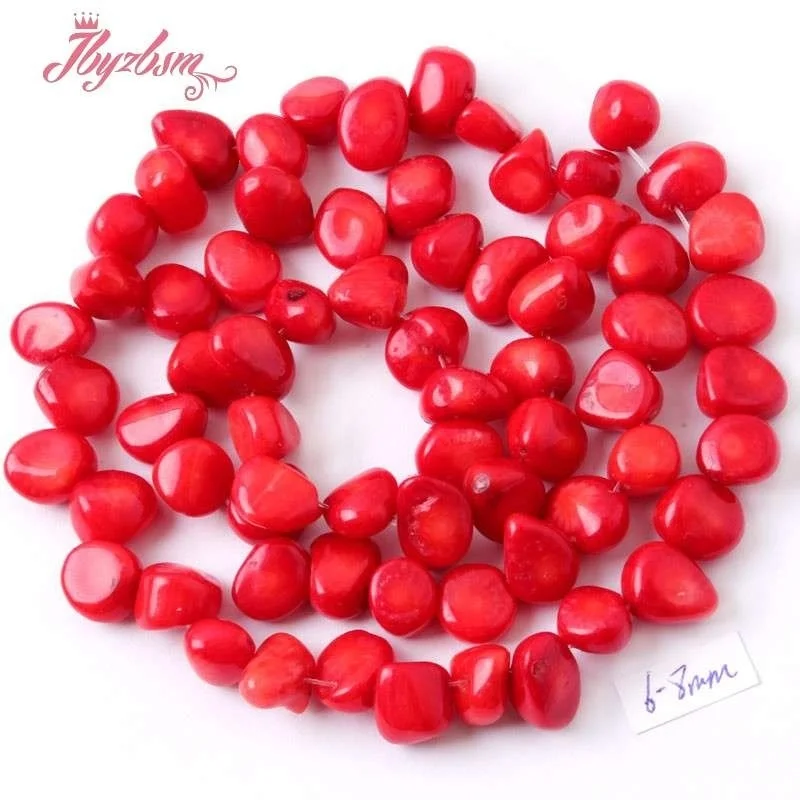 5x6-6x8mm Natural Freeform Irregular Red Coral Beads Stone Beads For DIY Necklace Bracelat Jewelry Making Loose Strand 15 Inches