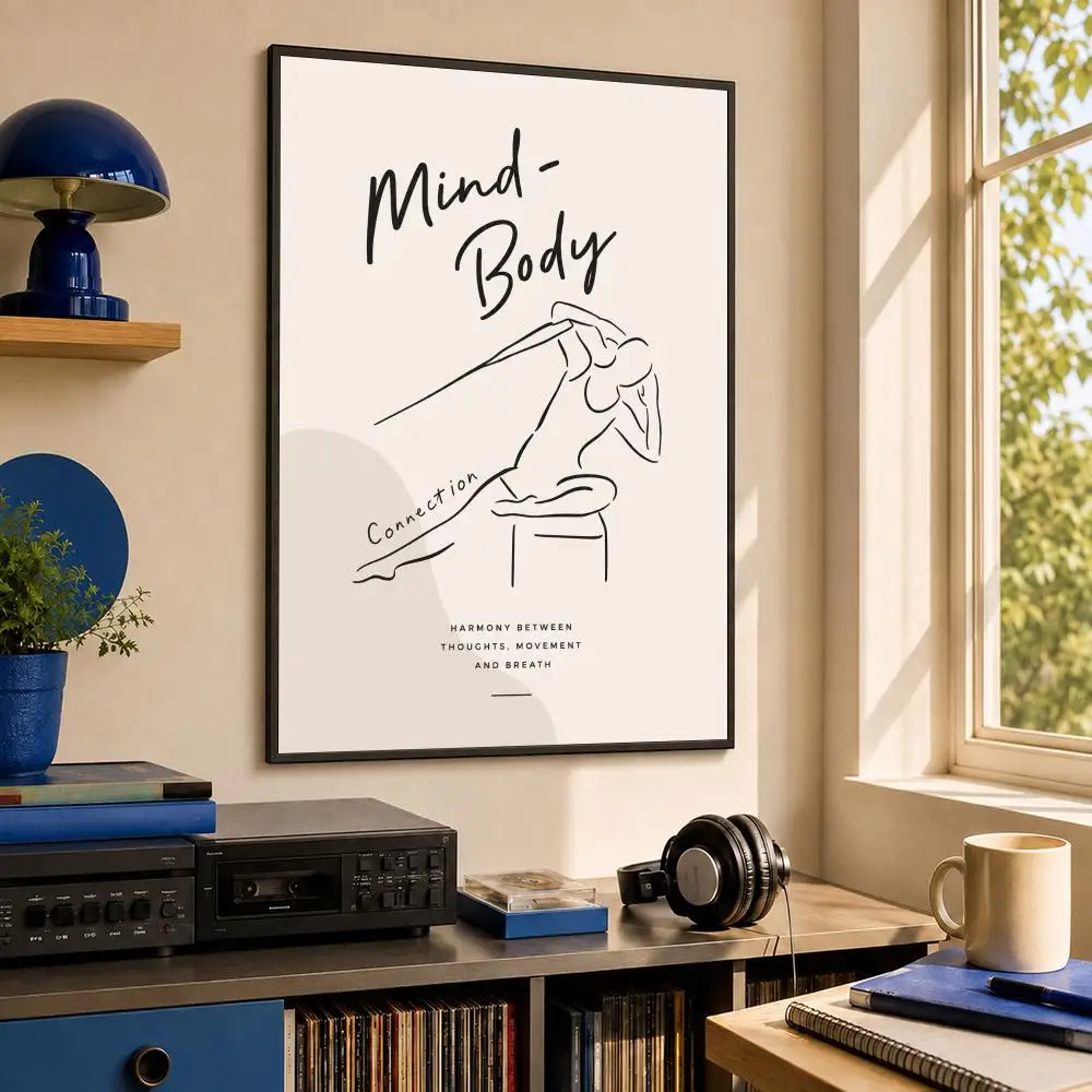 Fashionable Pilates Practice Posture Series Poster HD PP Waterproof Wall Decor for Living Room Gift