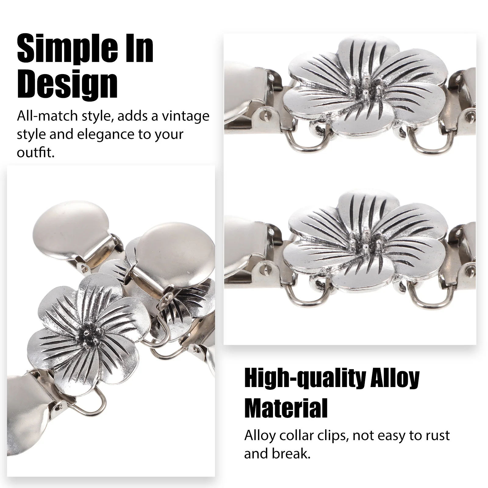 2 قطعة مقاطع سترة مكافحة فلاش خمر زهرة شال المشابك سبيكة دبابيس للسترات فساتين الياقات ريترو ستايل الإكسسوار #1