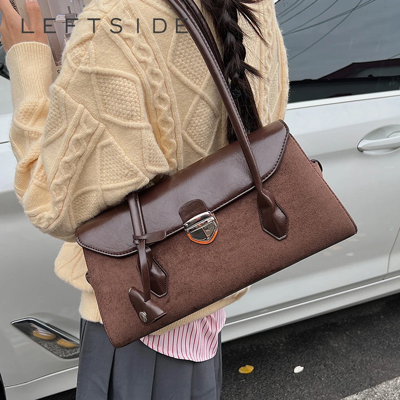 

LEFTSIDE PU Leather Square Tote Bag for Women Shoulder Bags 2025 Designer Luxury Brand Fashion Short Handle Handbags and Purses