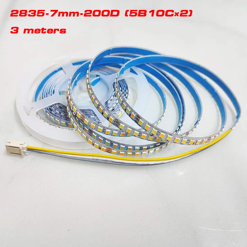 (3 welding point)50pcs per 3meters 2835-7mm-200D 5B10C×2 dual colors LED strip for repairing chandeliers,