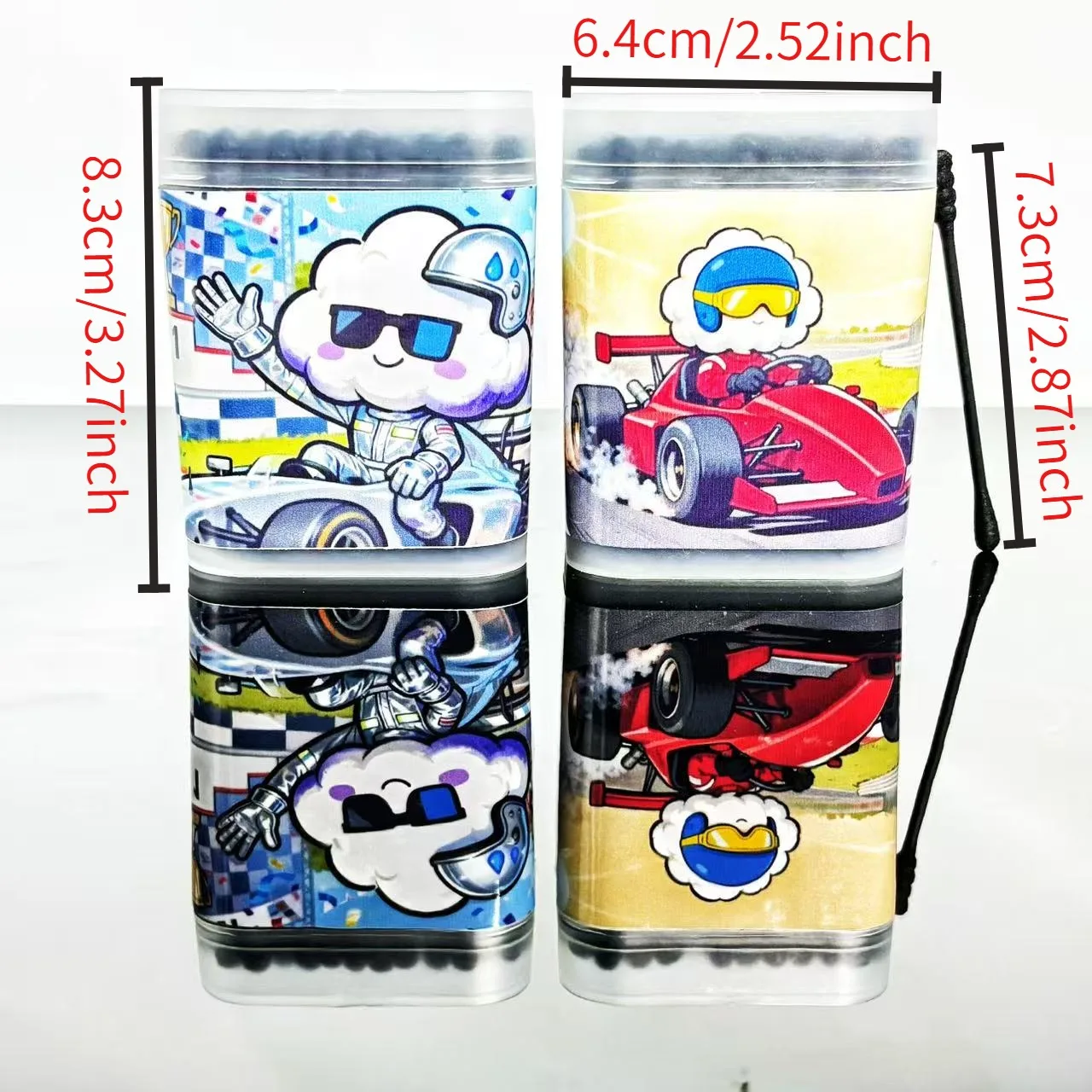 200개 레이싱 테마 양면 검정 면봉, 창의적인 나선형 라운드 경쟁 레이싱 요소 면봉 스틱