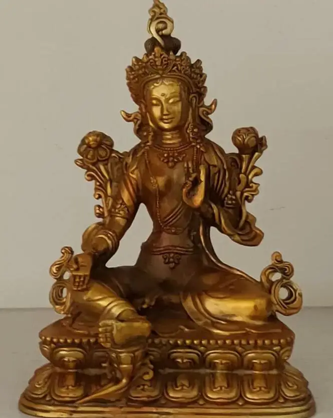 

Vintage Buddhism Bronze Green Tara God Godness Kwan-yin Buddha Statue Figurines