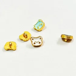 20pcs New 6.5mm Bear Head Buttons Metal Mini Ultra-small Buckle Handmade DIY Buckles Accessories DIY Doll Clothes Accessories