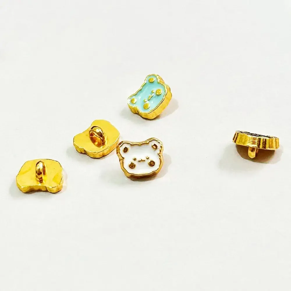 20pcs New 6.5mm Bear Head Buttons Metal Mini Ultra-small Buckle Handmade DIY Buckles Accessories DIY Doll Clothes Accessories