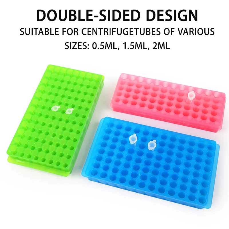 

1 Piece double-sided centrifuge tube rack made of polypropylene with cover 60/96 holes 0.5ml/1.5ml/2ml in random colors