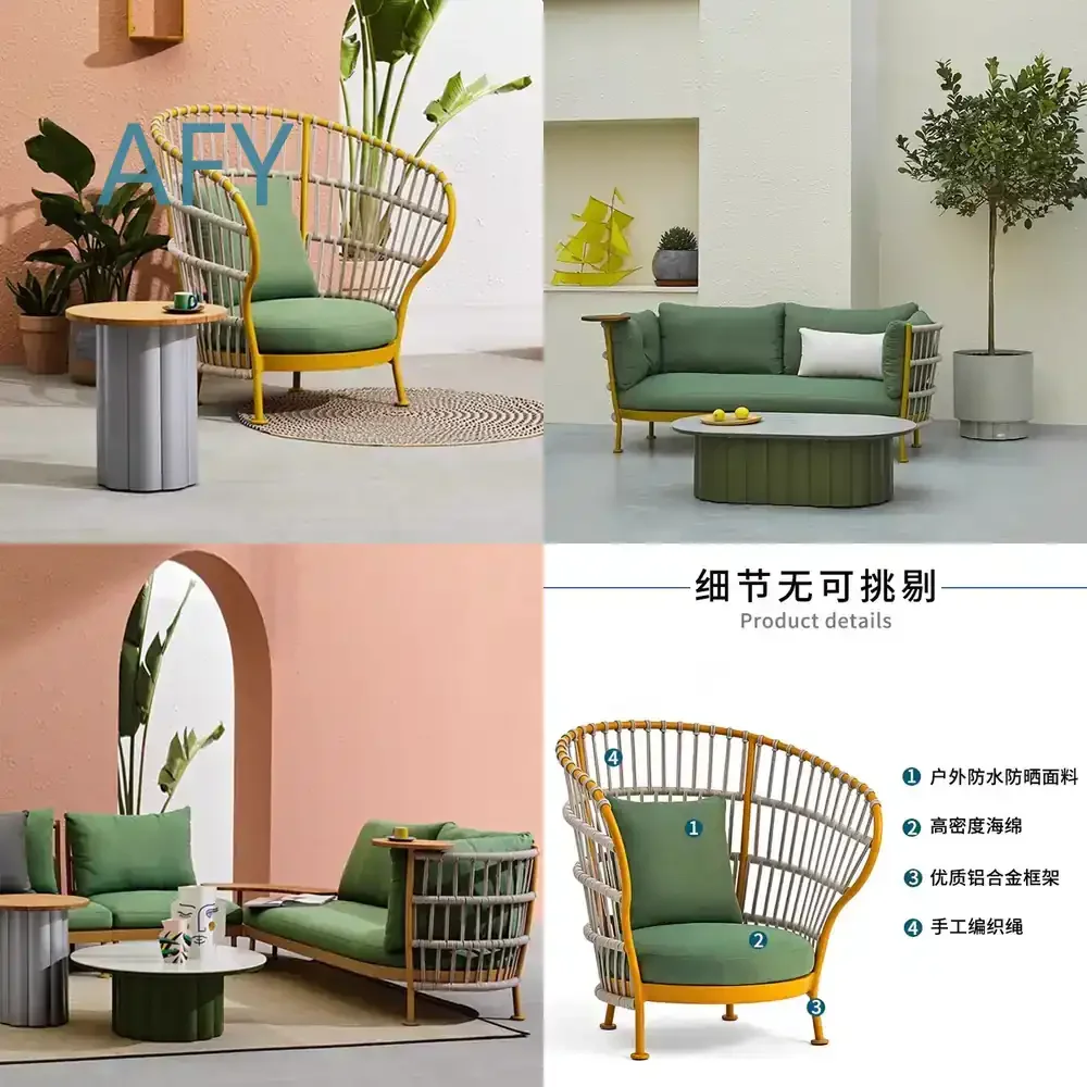 Wicker Sofa Set for Outdoor Patio Garden Living Room Balcony Tea Table Chair Furniture for Indoor and Outdoor Use