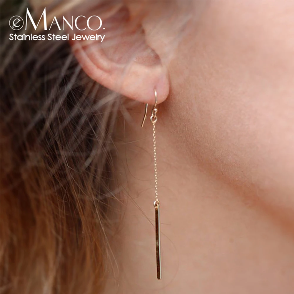 EMANCO Trendy Long Earrings for Women Korean Drop Dangle Earrings Minimalist Fish Hoop Earrings Fashion Jewelry