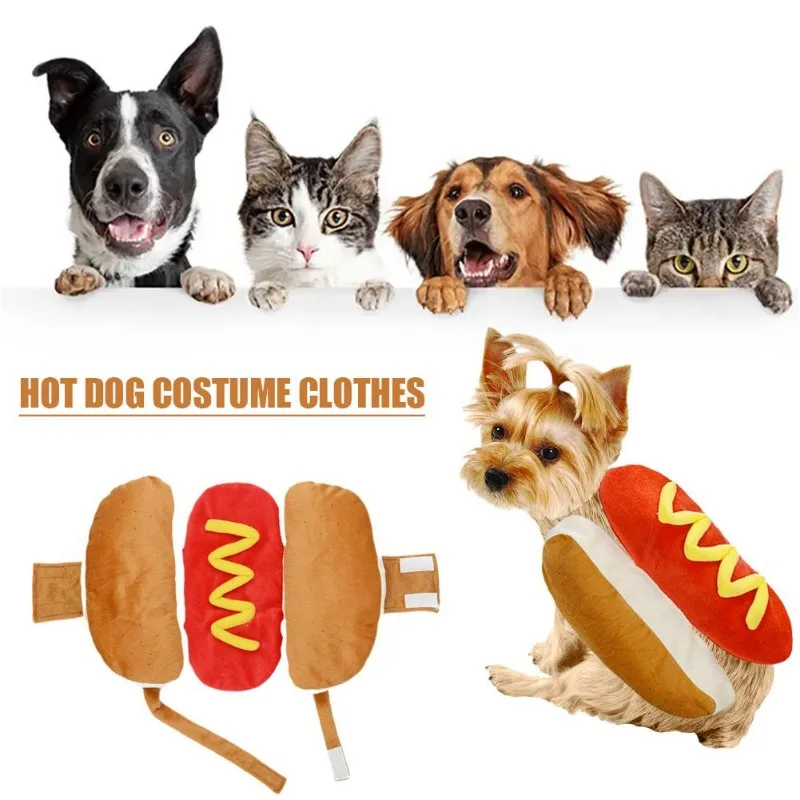 

Pet Dog Cat Clothes Cute Hamburger Hot Dog Cartoon Funny Pet Costume Puppy Dachshund Role Playing Costume Cosplay Clothe