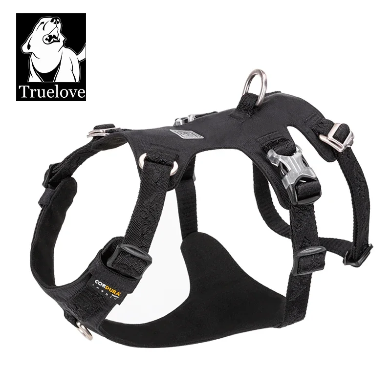 TRUELOVE Pet Nylon Harness Light-weight Double-H Shape Embroidery 5 Adjustable Positions Medium and Large Dog Waterproof YH1807