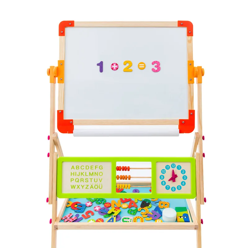 Wooden drawing board household dust-free erasable bracket mobile lifting children's educational toys