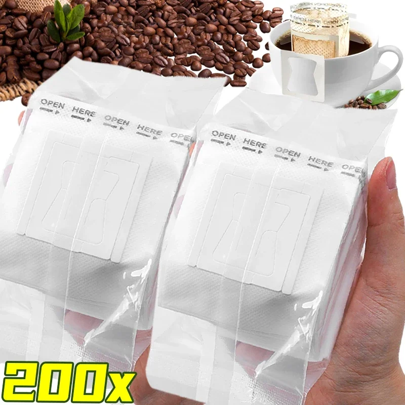 50/200 шт. фильтр-пакеты для кофе, одноразовые капельные бумажные пакеты для кофе, портативные подвесные уши, инструменты для приготовления кофе эспрессо, чая, аксессуары