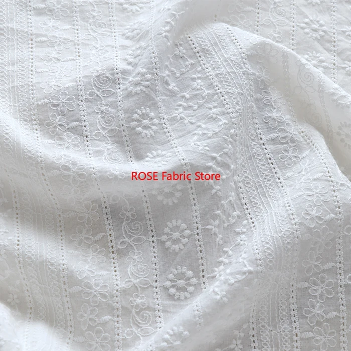 

0,5 метра хлопчатобумажная ткань с цветочной вышивкой и люверсами для платья, рубашек, свадебного платья, летнего платья, штор