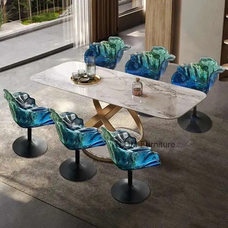 

Wooden Chairs Luxury Bar Stool Dining High Kitchen Stools Mid Century Chair Furniture Armchair Modern Counter Elegant Leather