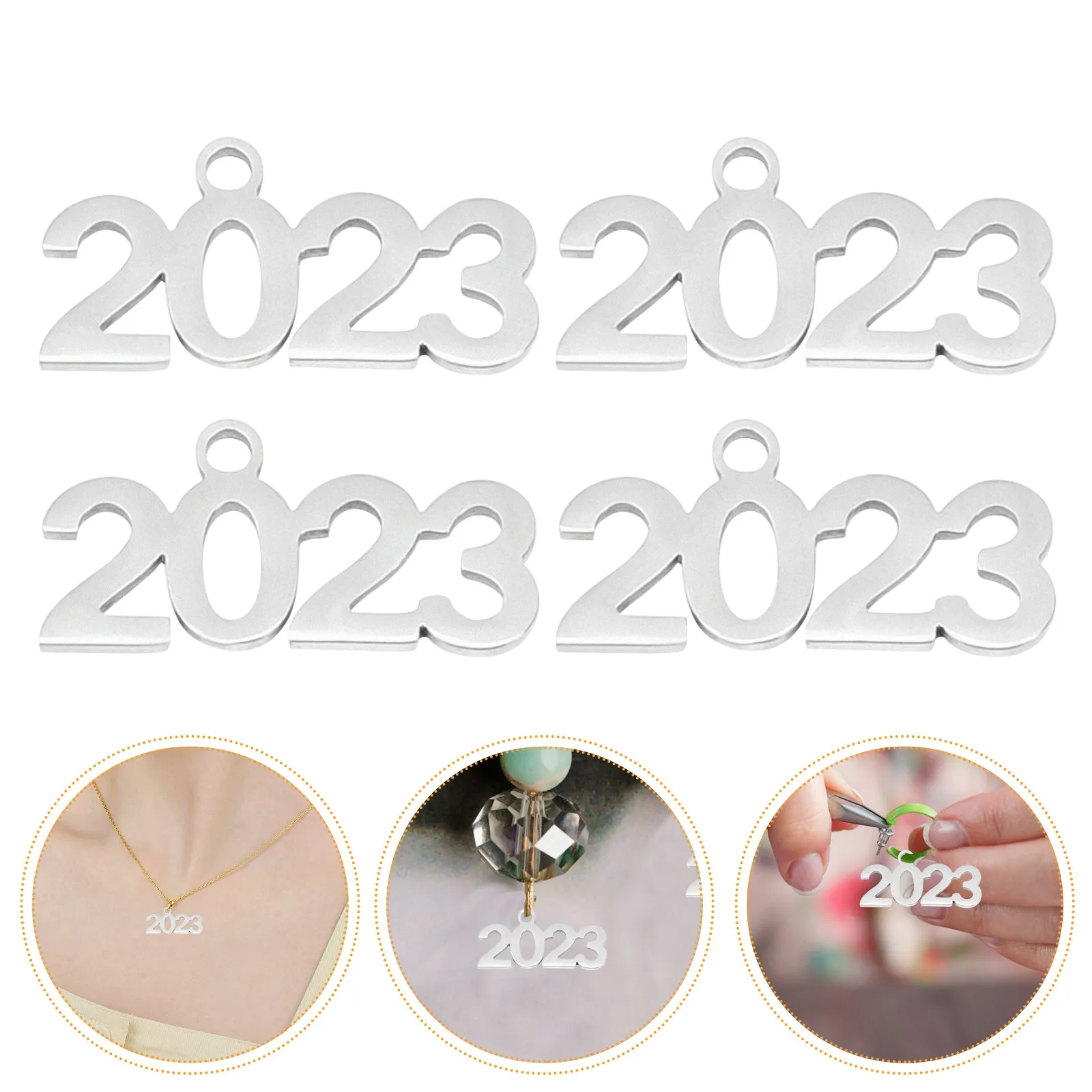 

4Pcs 2023 Charms Pendant for DIY Jewelry Making Bracelets Necklaces Keychains Decorative Metal Pendants Bag Hanging Accessories