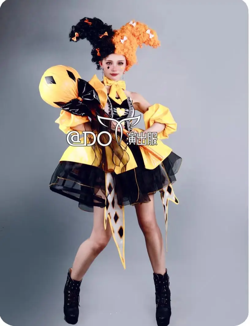 Sexy Strapless Short Skirt Set Prop Clown Lollipop Bar Nightclub Female Singe Leading Dance Performance Costume Party Theme Show