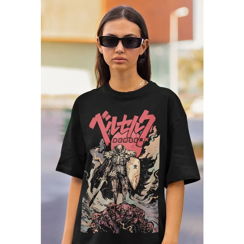 

Summer Hot Selling Unisex Skeleton Knight Shirt, Anime Retro Special T-shirt, Anime Manga Pattern Anime Women's T-shirt