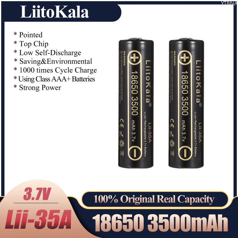 Original LiitoKala Lii-35A 3.7V 3500mAh 10A Discharging Rechargeable Batteries for 18650 Battery UAV Flashlight Battery