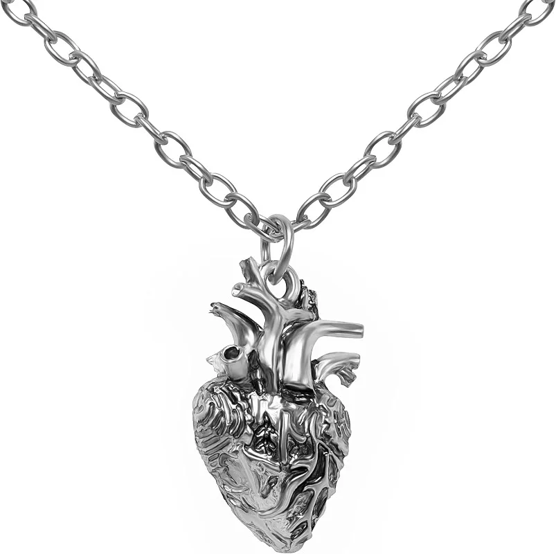 Anatomical Heart Pendant 3D Human Hearts Necklace  Free Alloy Steampunk Style Medical Personnel Prop