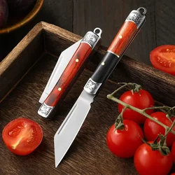 1pc stainless steel outdoor folding knife, portable EDC camping pocket knife, suitable for the kitchen, travel fruit knife