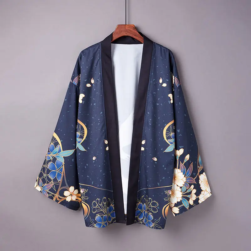 Japanese Style Ukiyo-E Crane Haori Chinese Style Loose All-Match Kimono Cardigan Summer Sun Protective Clothes Thin Coat