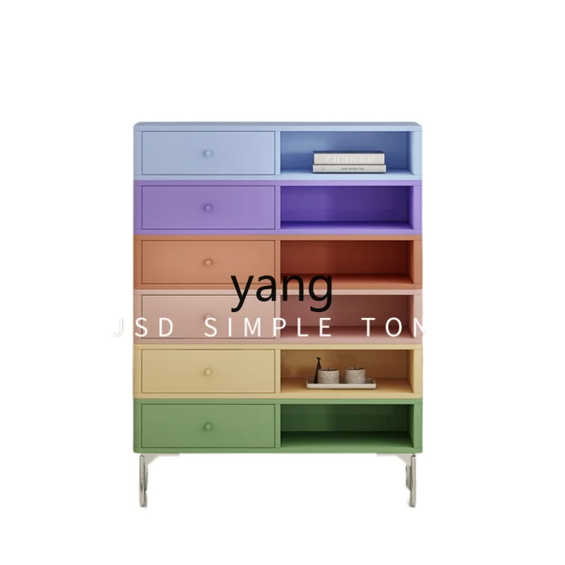 

Yjq Minimalist Chest of Drawers Cream Style Solid Wood Paint Storage Dopamine Custom Color Storage Cabinet