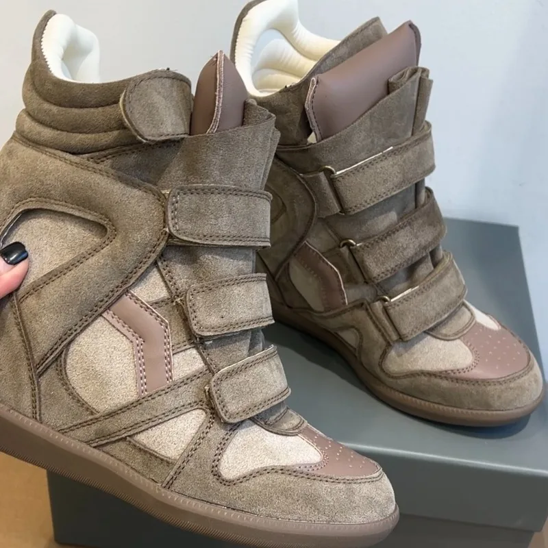 

High Quality High Top Sneakers for Women Fashionable 5CM Invisible Height Increase Casual Ankle Boots for Women Botas Para Mujer